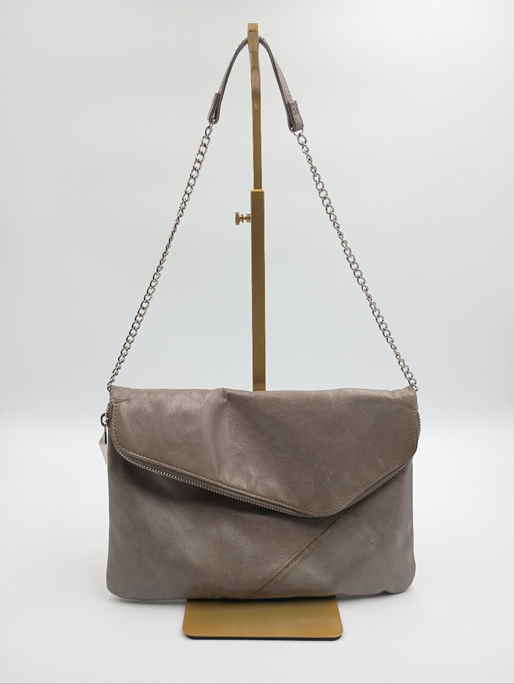 HOBO International Daria Convertible Shoulder Bag Envelope Clutch Gray Leather